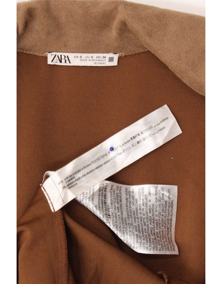 Zara Womens Open Overcoat UK 10 Small Marron Polyester