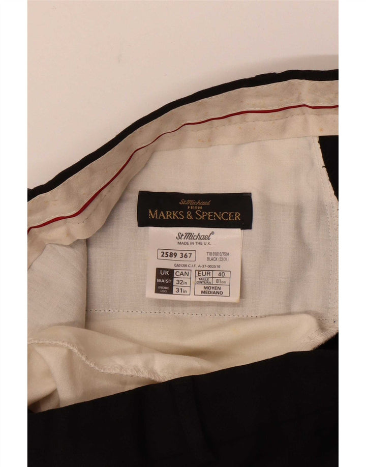 Marks & Spencer Pantalon de costume droit St. Michael pour homme W32 L28 laine noire