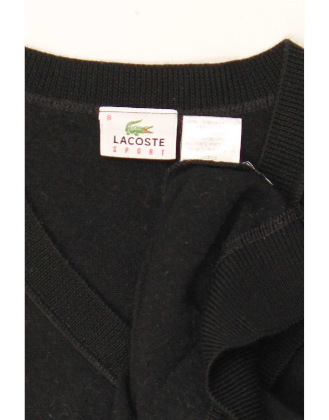 Lacoste Pull col V pour homme Taille 8 3XL Laine noire
