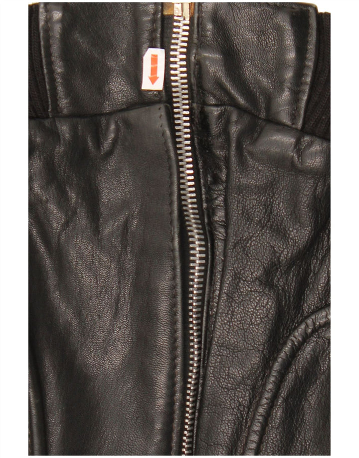 VINTAGE Veste en cuir homme UK 40 Grand cuir noir