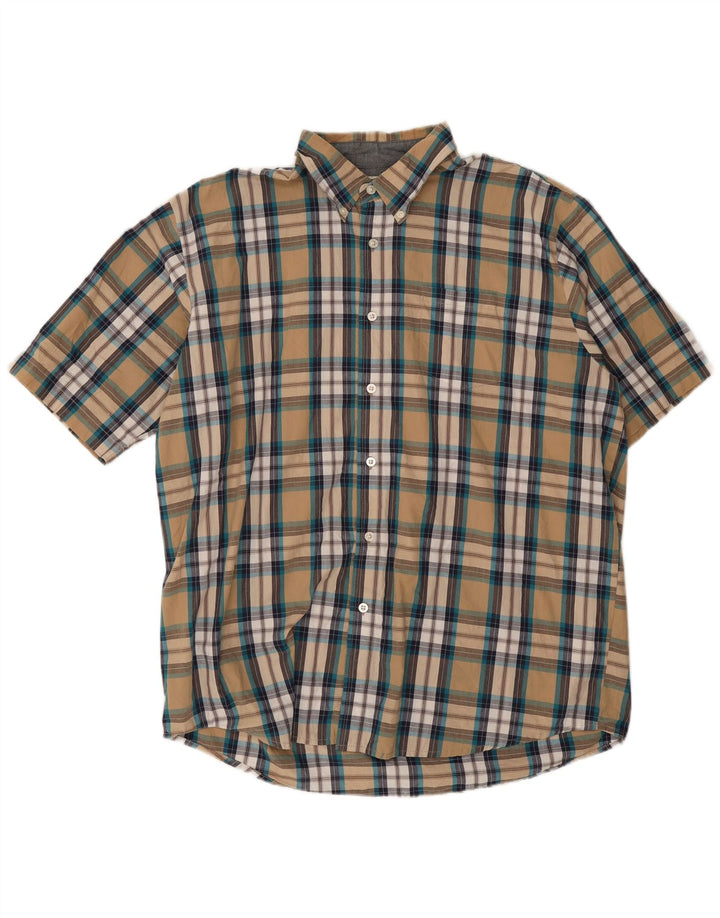 Wrangler Chemise à manches courtes pour homme XL en coton à carreaux beige