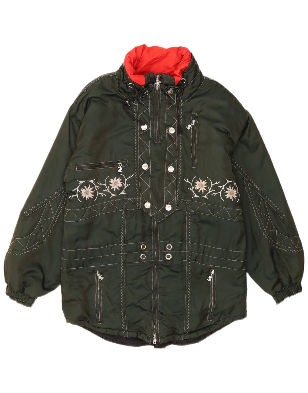 Sportalm Veste de ski surdimensionnée graphique pour femme EU 38 Vert moyen floral