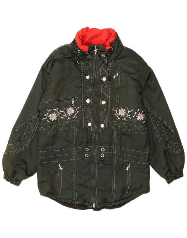 Sportalm Veste de ski surdimensionnée graphique pour femme EU 38 Vert moyen floral