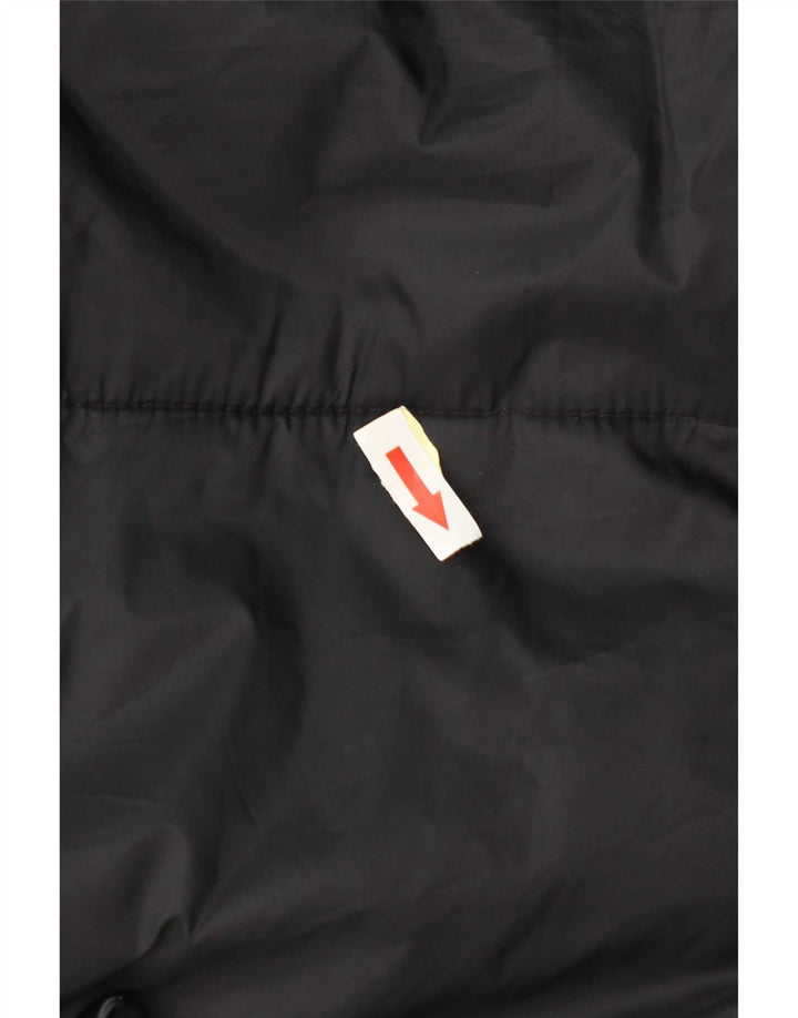 Zara Gilet rembourré à capuche long pour femme UK 14 Medium Noir Polyester