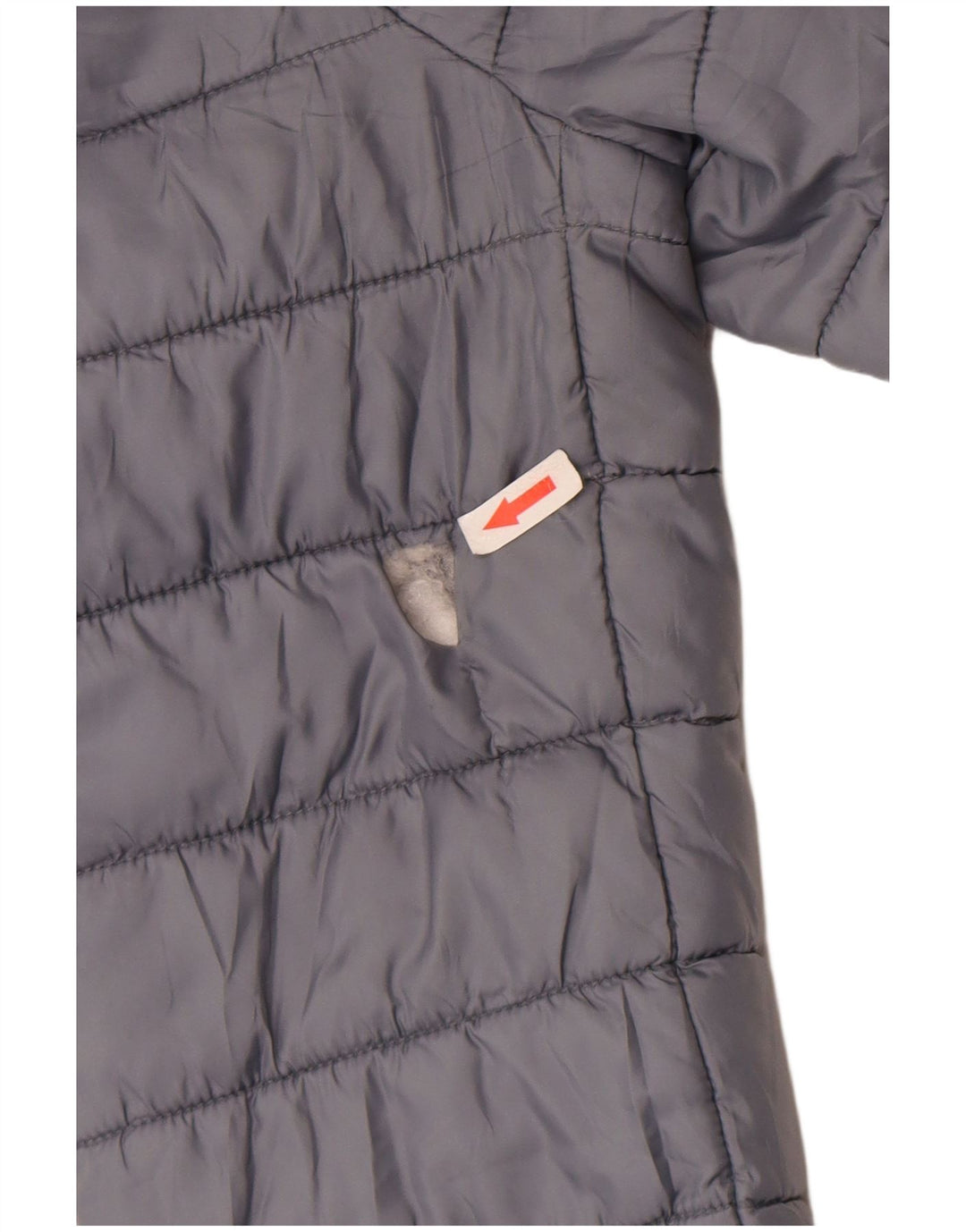 Zara Veste matelassée à capuche pour femme UK 14 Large Gris Polyester