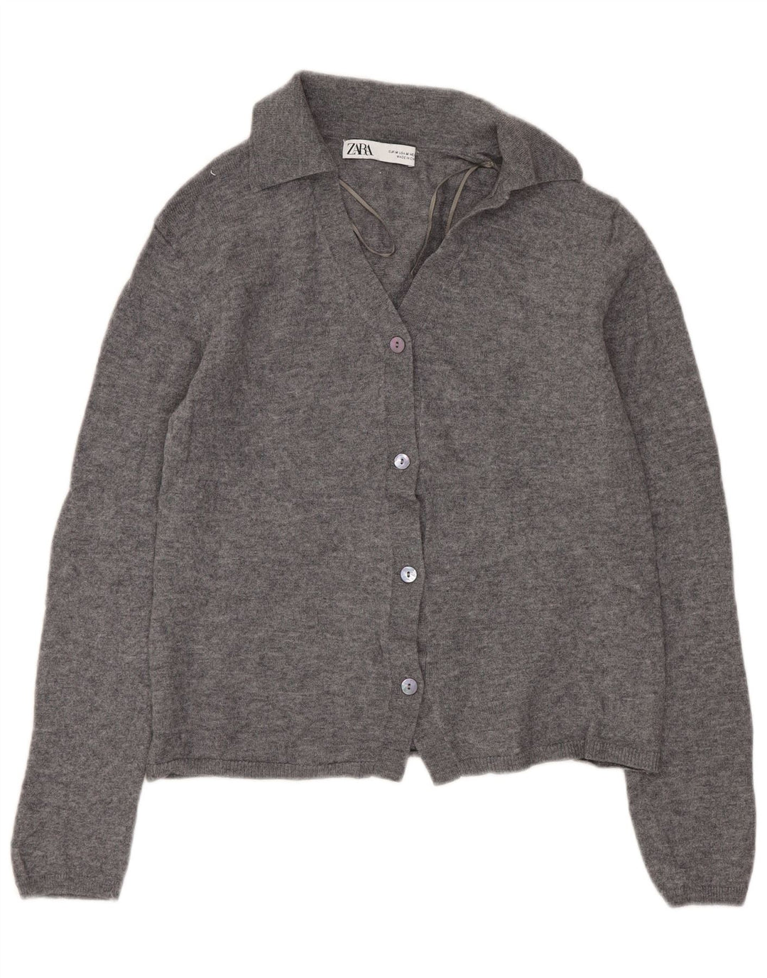 ZARA Cardigan court pour femme UK 12 Gris moyen