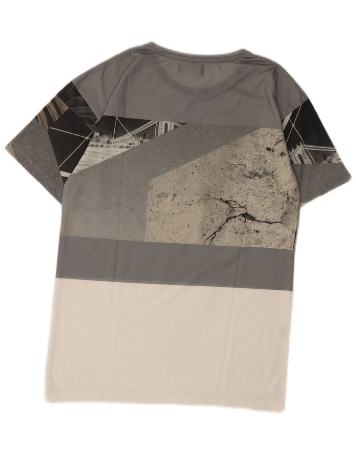 Zara Homme Graphic T-Shirt Top Small Gris Colorblock