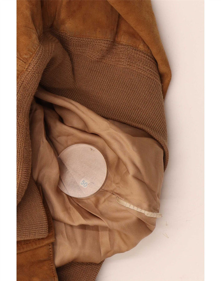 Vintage Bomber en daim pour homme IT 50 Large Beige