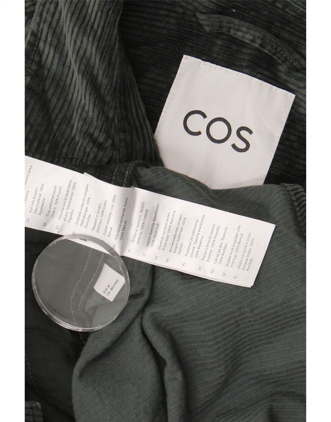 COS Chemise Velours Côtelé Homme Vert Moyen Coton