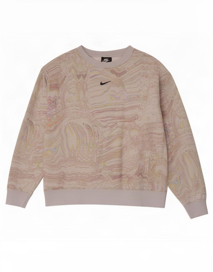 Nike Sweat-shirt à motif abstrait pour femme UK 16 Large Blanc cassé