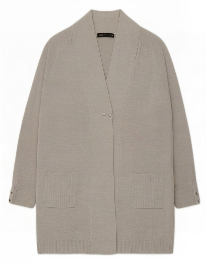 Marks & Spencer Pull cardigan long pour femme UK 10 Petit acrylique argenté