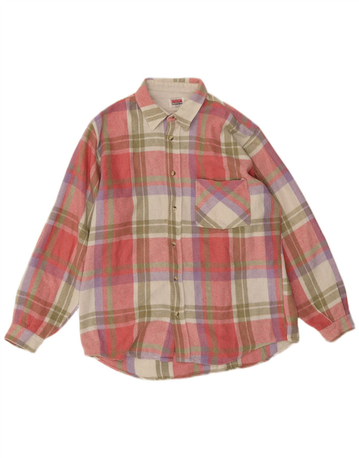vintage Chemise en flanelle pour hommes Grand chèque rose Acrylique