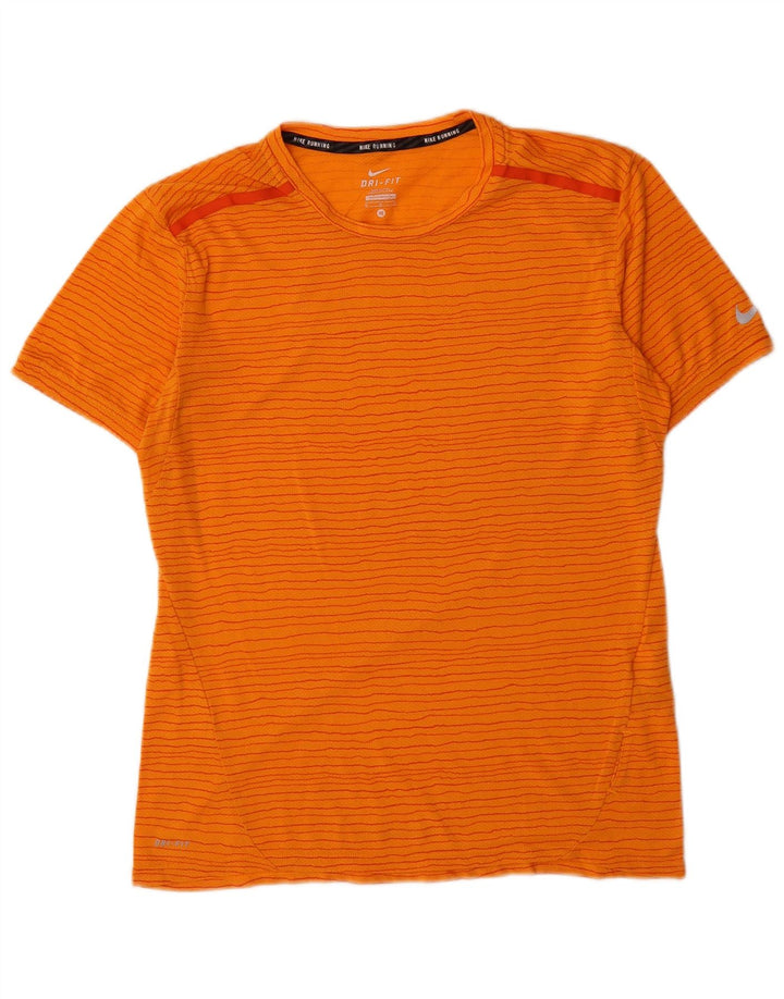 Nike T-shirt Dri Fit pour homme en polyester à fines rayures orange moyen