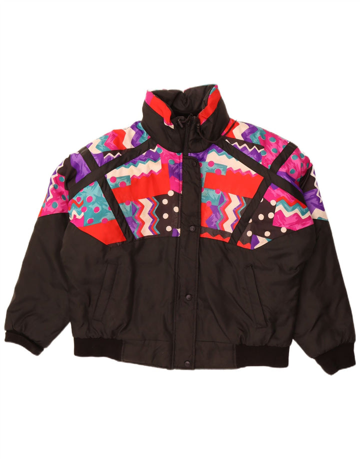 Choko Veste matelassée surdimensionnée pour femme UK 16 Grand Noir Géométrique Rétro
