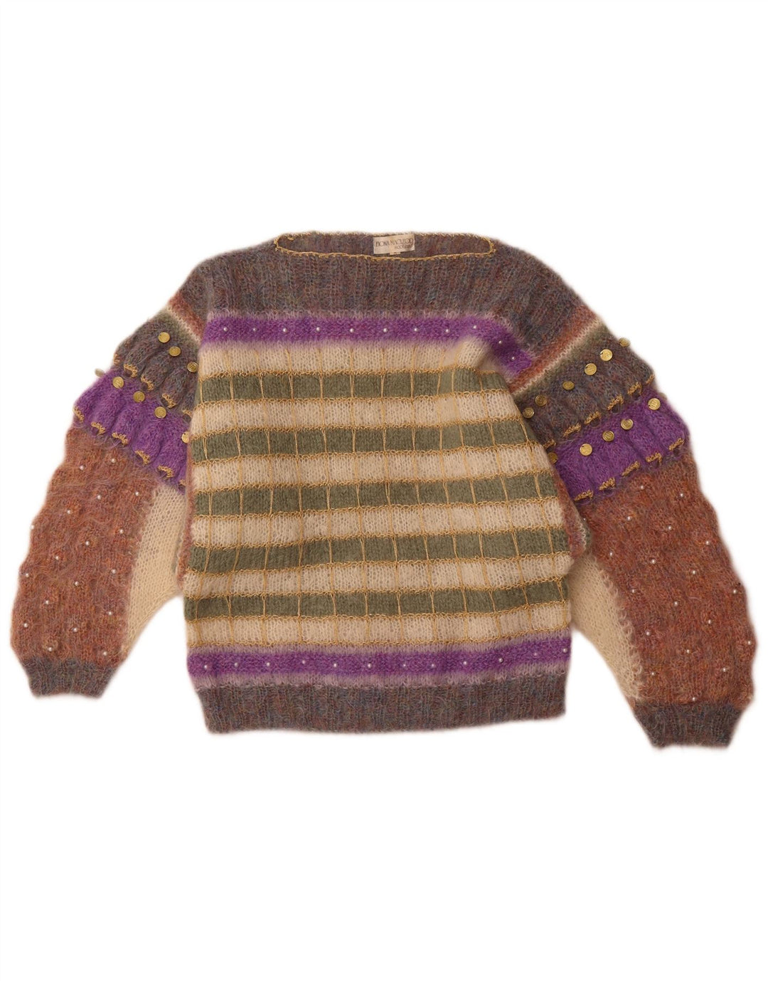 FIONA MACLEOD Pull col bateau pour femme UK 14 Medium Multicolore