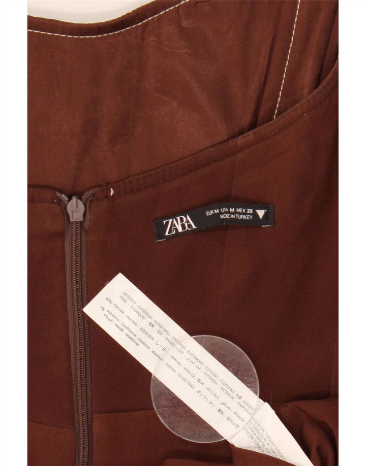 Zara Robe bustier femme UK 12 Viscose marron moyen