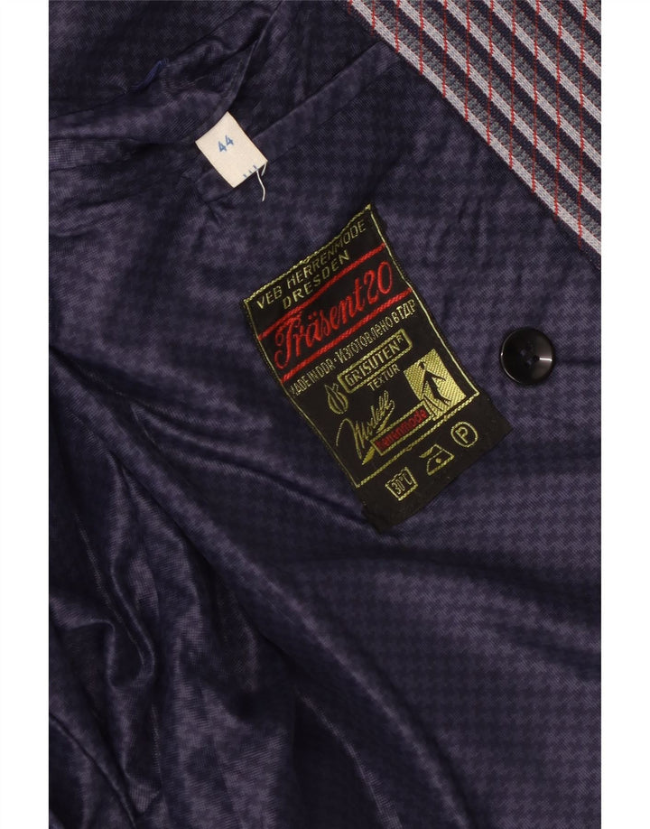 vintage Femme Double Breasted Blazer Veste EU 44 XL Bleu Marine Rayé
