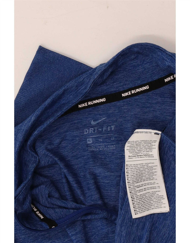 Nike Haut de course à col zippé à manches longues pour homme XL Bleu moucheté Polyester