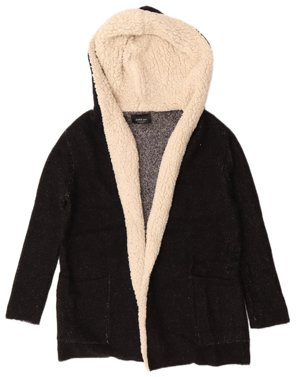 Zara Cardigan à capuche surdimensionné pour femme UK 10 Petit chevron noir