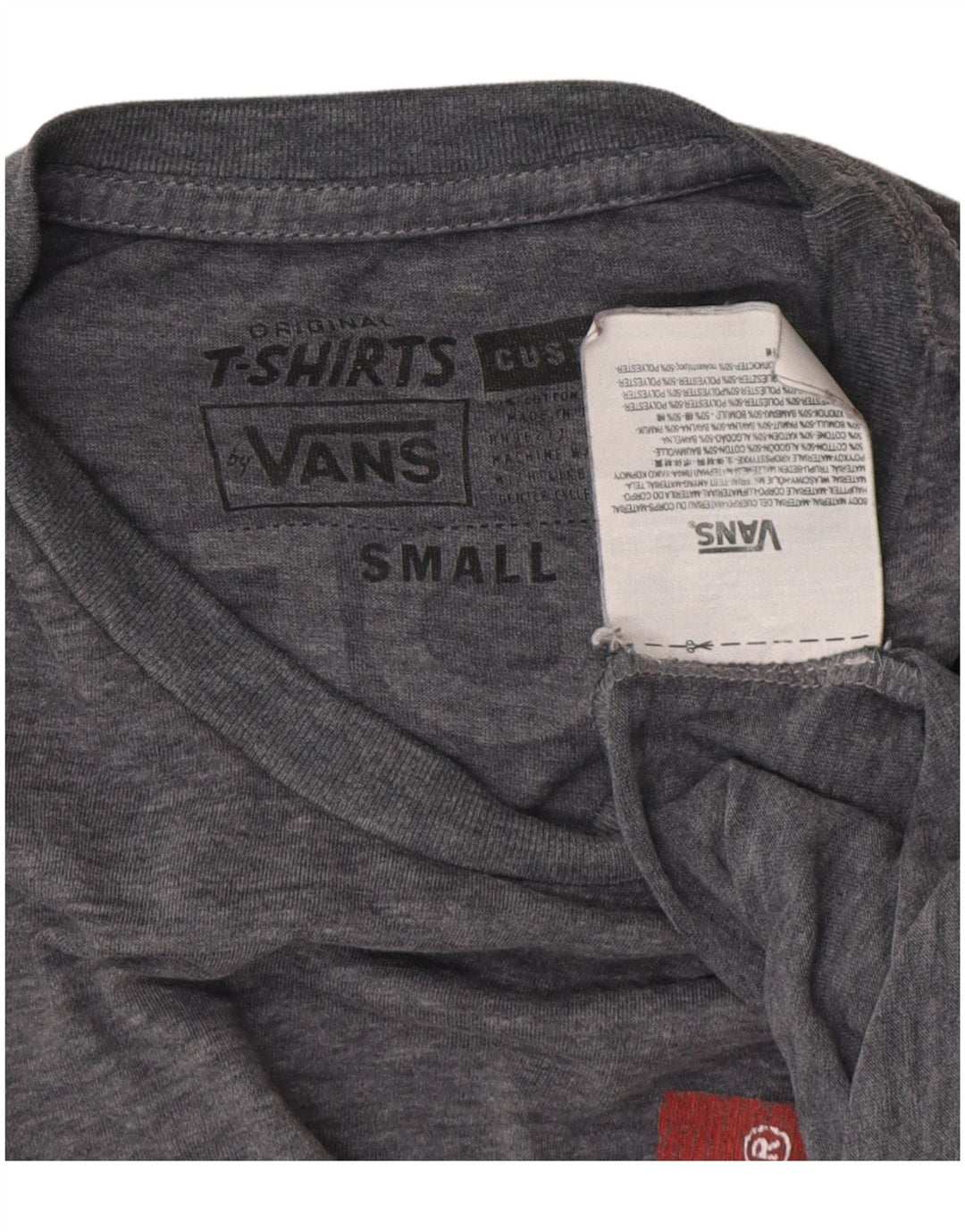 VANS T-shirt graphique pour homme, coupe personnalisée, petit, gris, coton moucheté