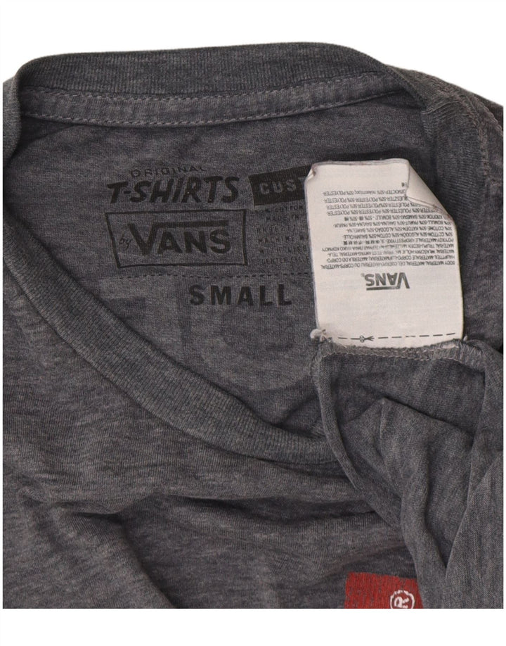 VANS T-shirt graphique pour homme, coupe personnalisée, petit, gris, coton moucheté
