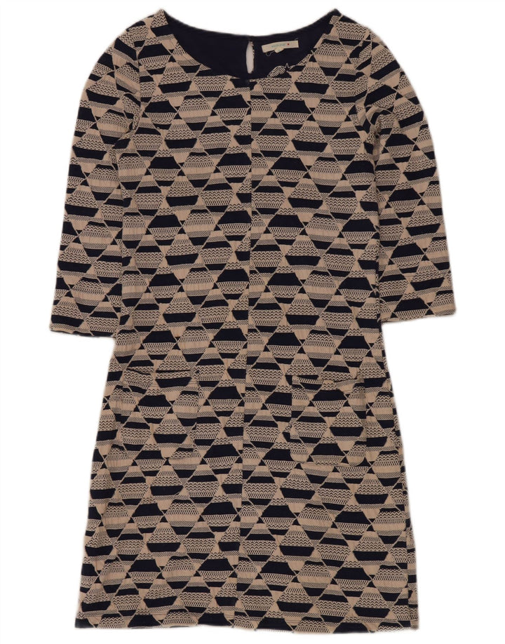 WHITE STUFF Robe droite à manches 3/4 pour femme UK 8 Small Beige Géométrique