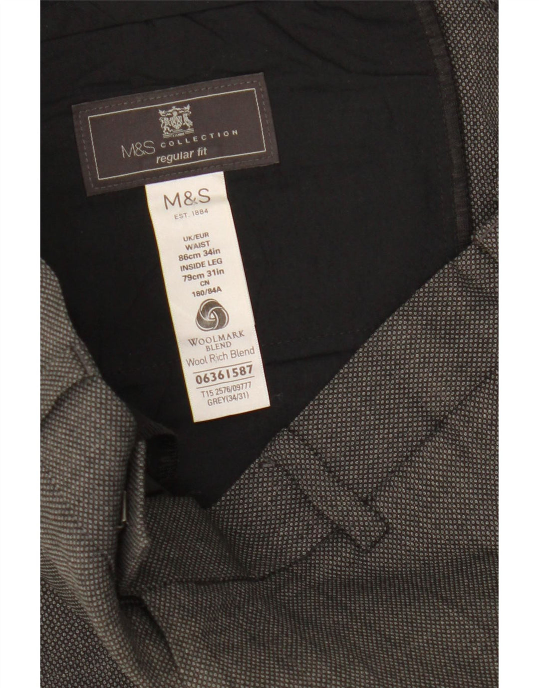 Marks & Spencer Pantalon de costume coupe classique pour homme W34 L31 Gris laine