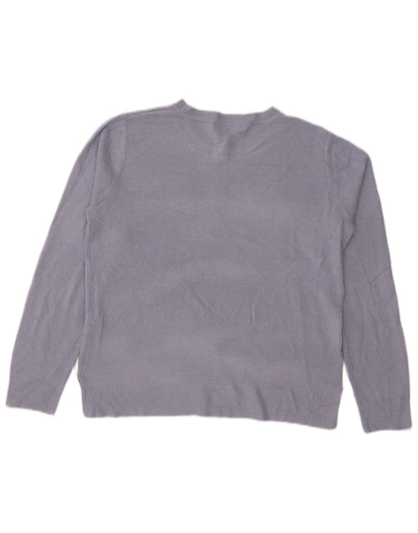 Marks & Spencer Pull ras du cou pour femme UK 14 Large Bleu Viscose