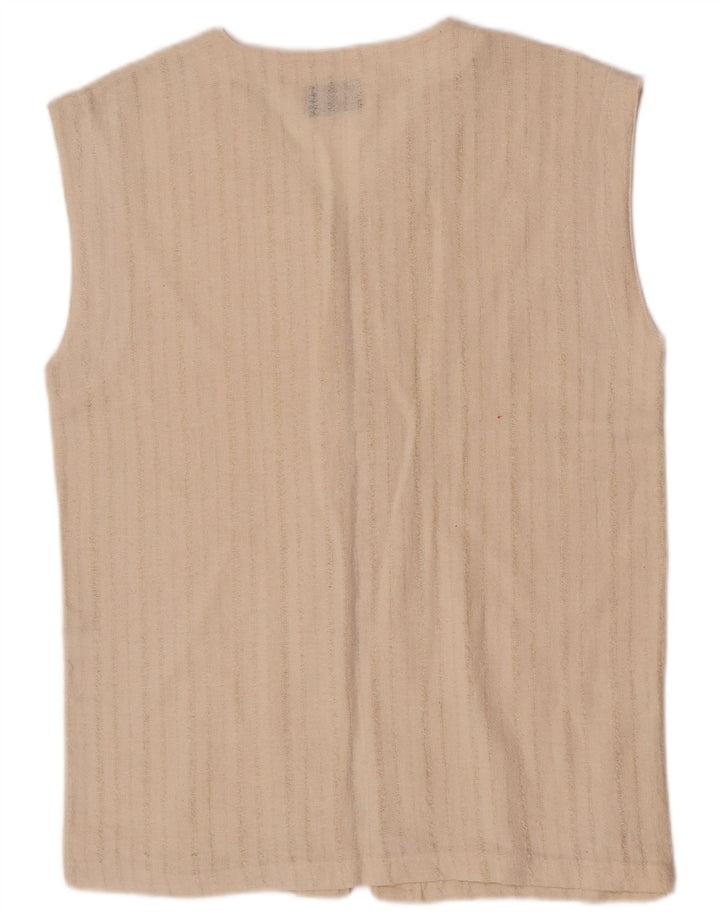 Mills Gilet Femme UK 16 Large Coton Rayé Blanc Cassé