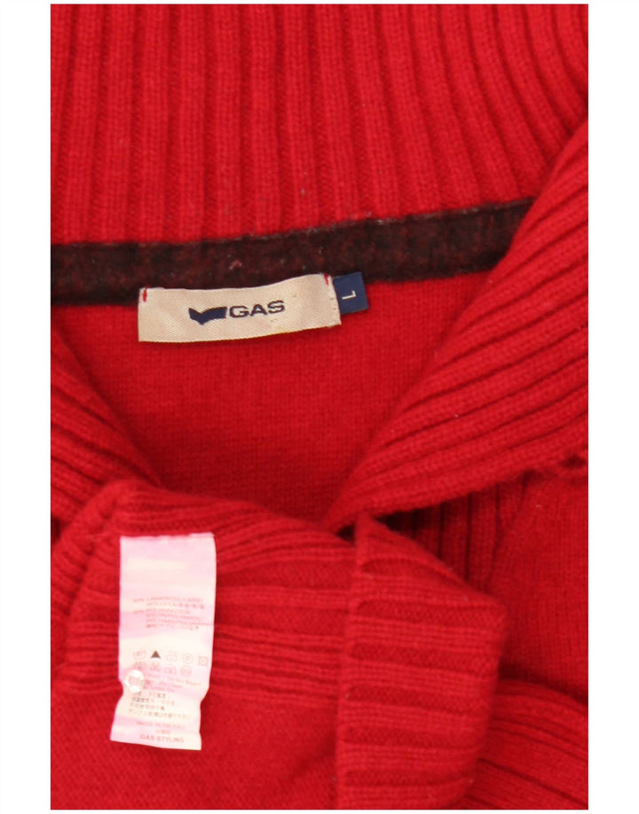 Gas Pull à col boutonné pour femme UK 16 Grande laine rouge