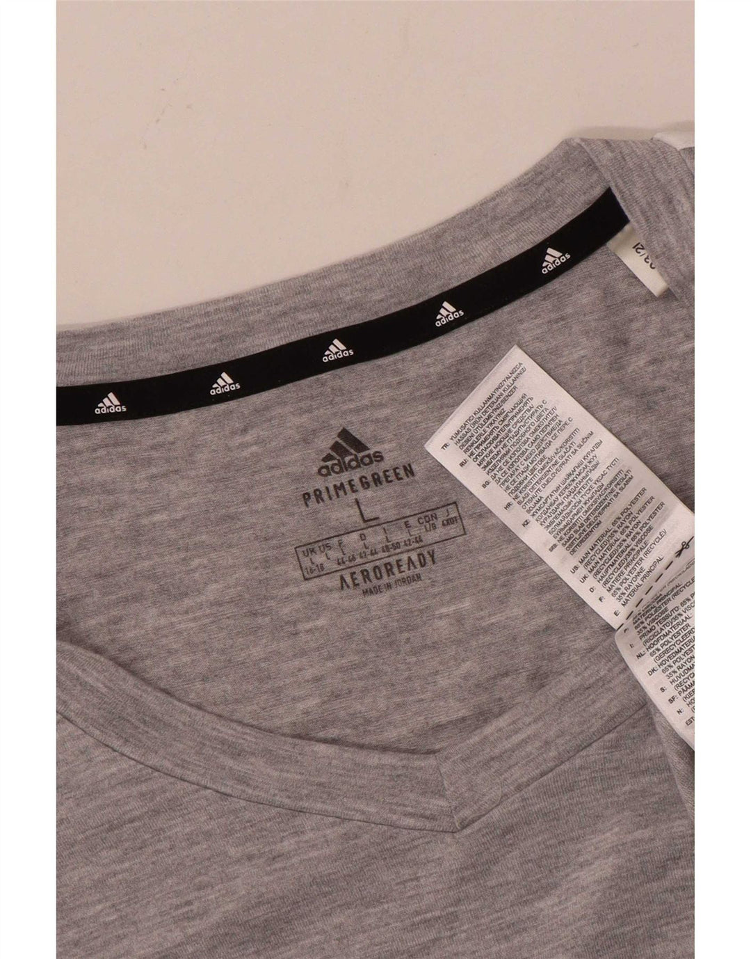 Adidas T-Shirt Femme Top UK 16/18 Large Gris Polyester