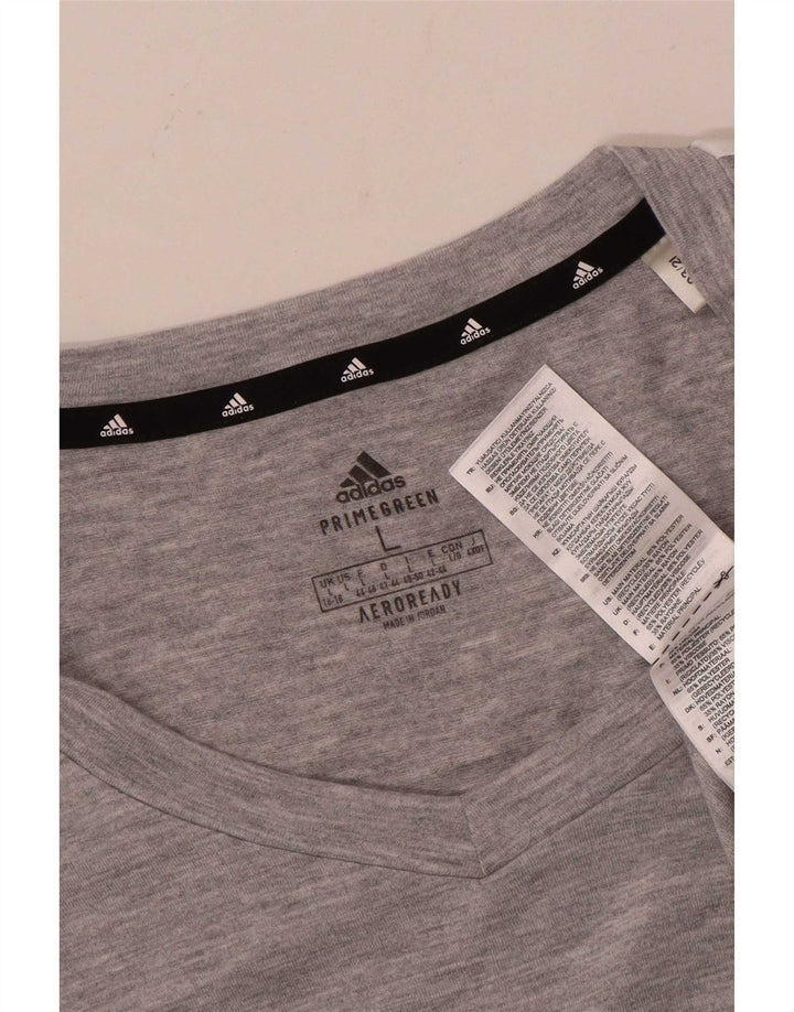Adidas T-Shirt Femme Top UK 16/18 Large Gris Polyester