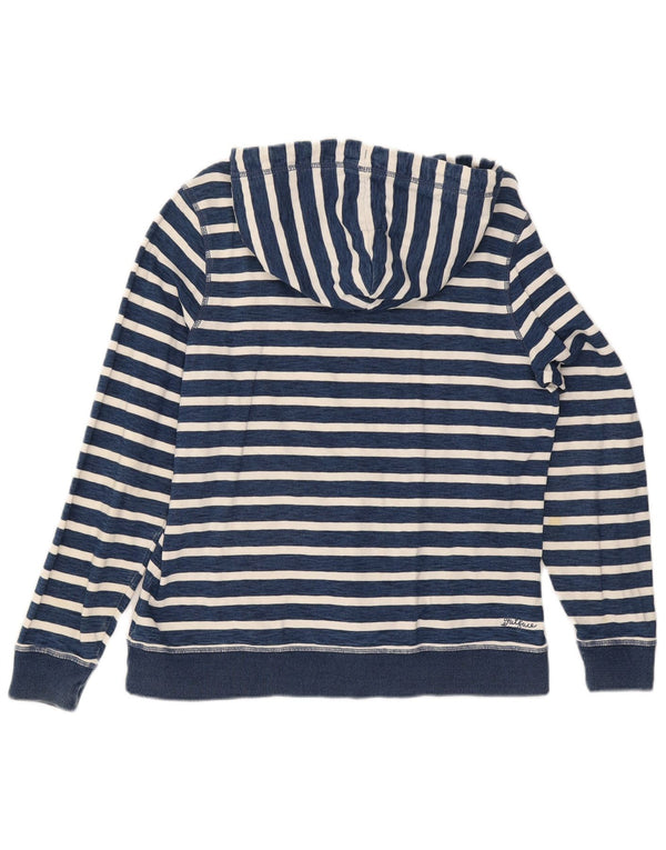 Fat Face Pull à capuche pour femme UK 12 Bleu moyen en coton à fines rayures