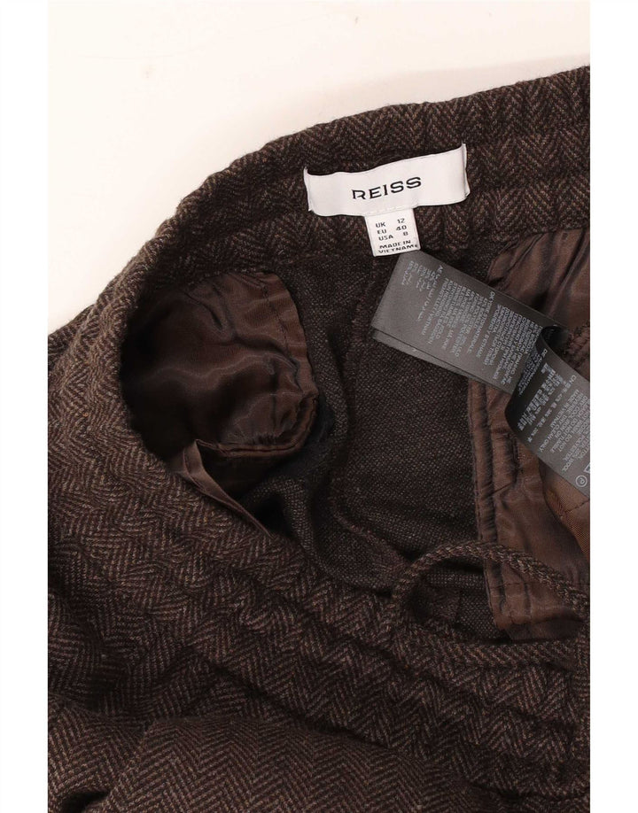 Reiss Pantalon de survêtement pour femme UK 42 en coton à chevrons marron moyen