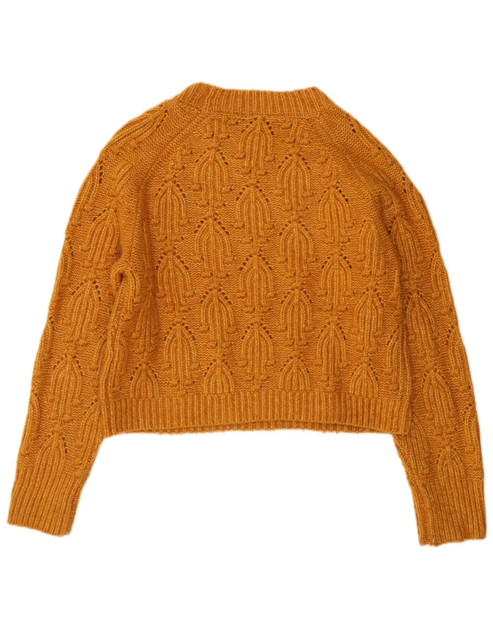 Zara Pull court à col rond pour femme UK 14 Acrylique orange moyen