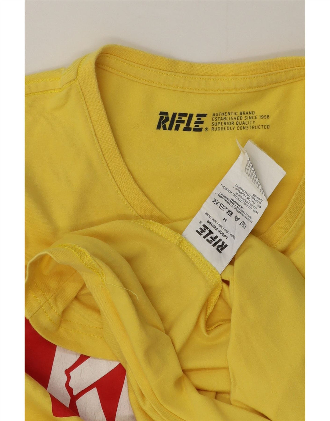 Rifle T-Shirt Graphique Homme Haut Jaune Moyen Coton