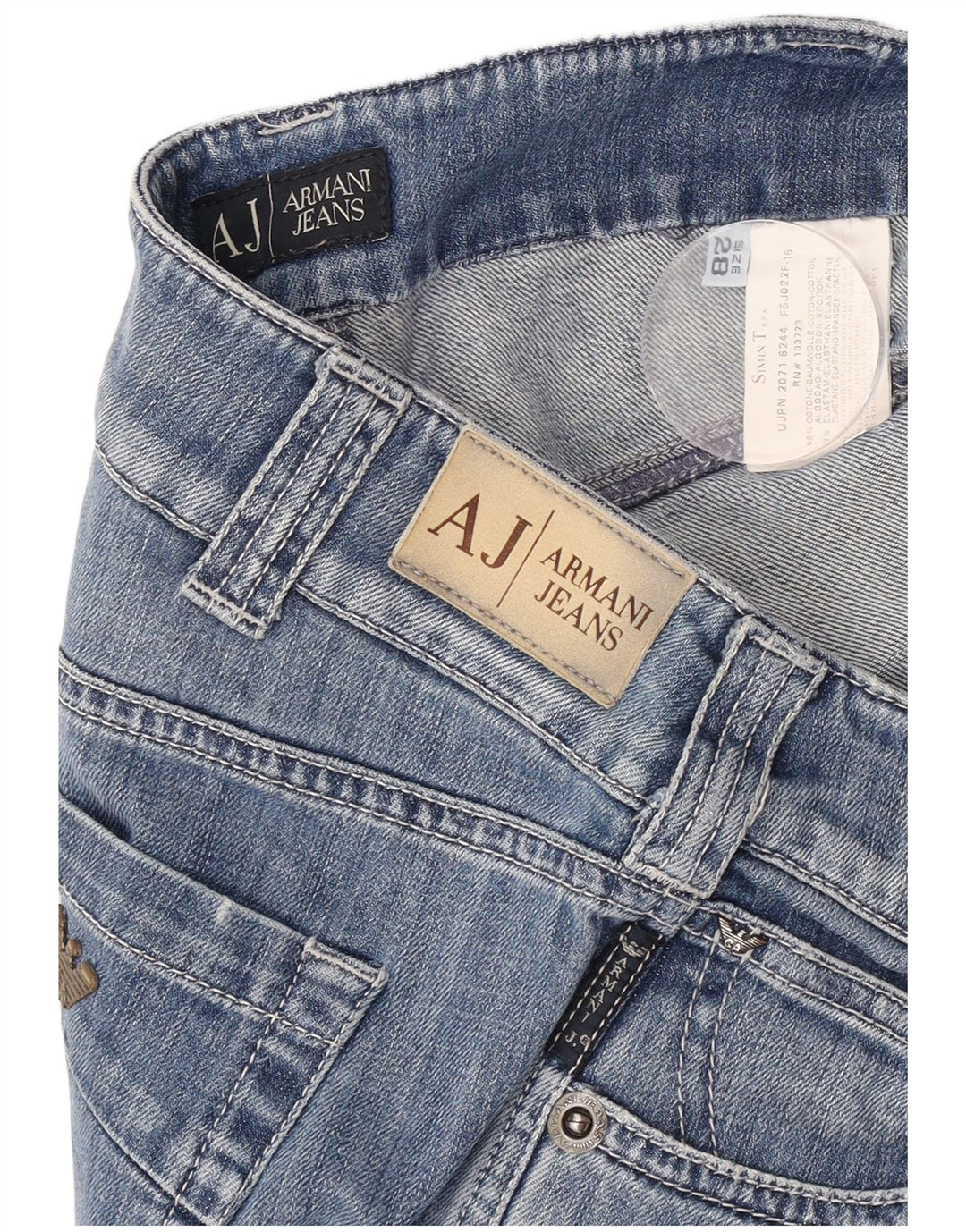 Armani Femme Jean Droit W28 L30 Bleu Coton