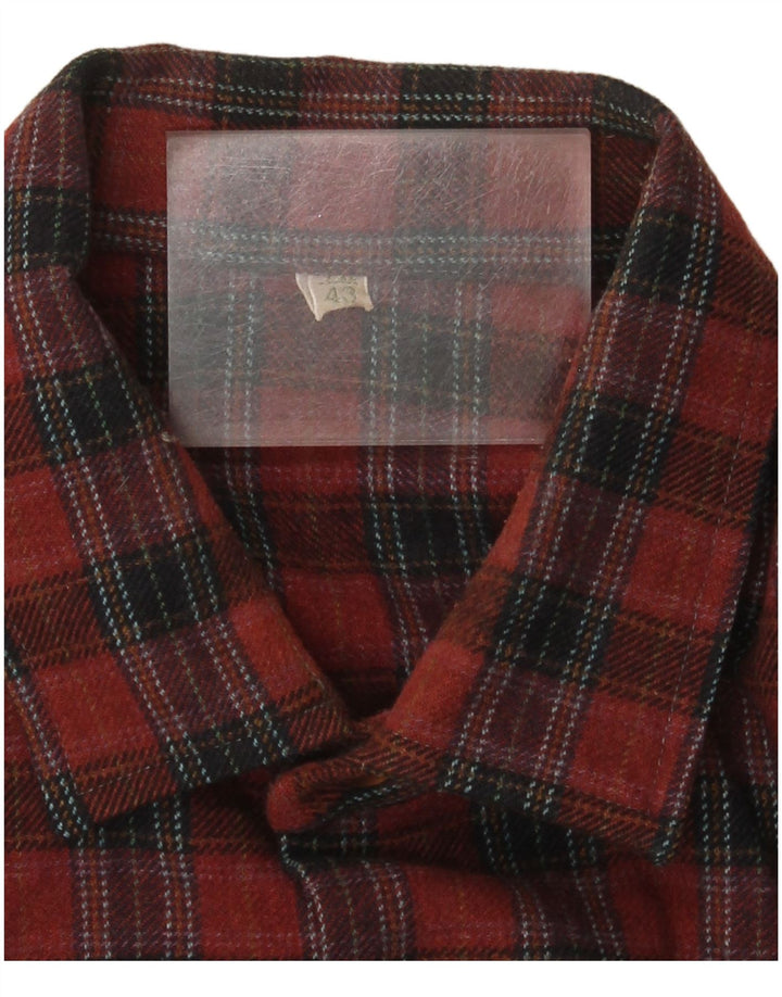 vintage Chemise en flanelle homme Taille 43 Grande laine à carreaux rouges