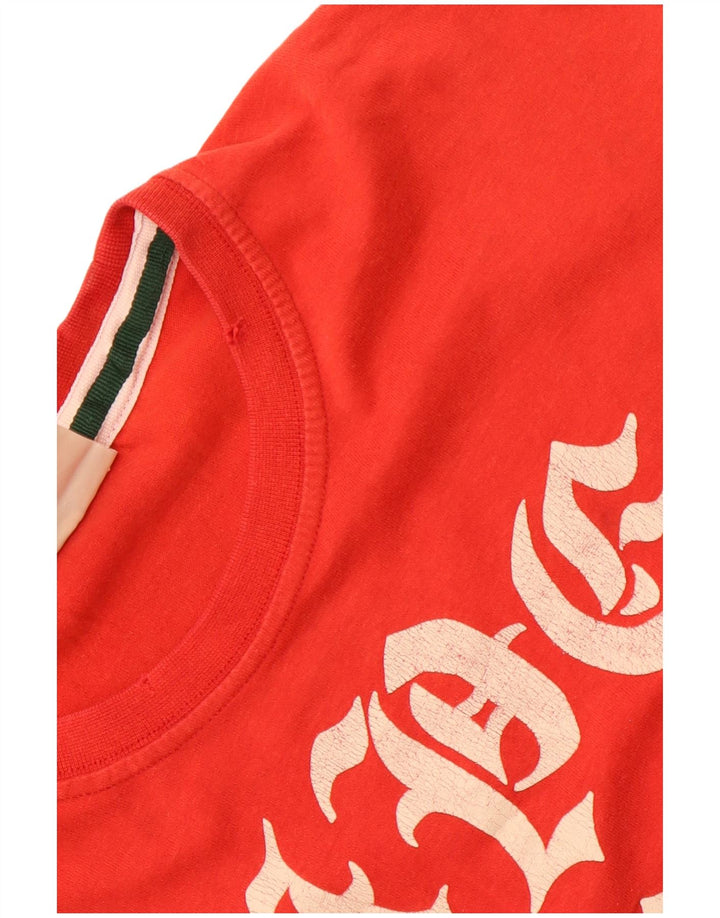 SUPERDRY T-Shirt Graphique Femme UK 12 Rouge Moyen Coton