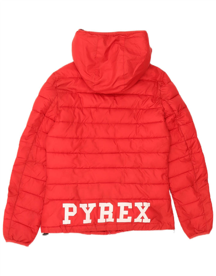 Pyrex Veste matelassée à capuche graphique pour femme UK 10 Small Rouge Polyester