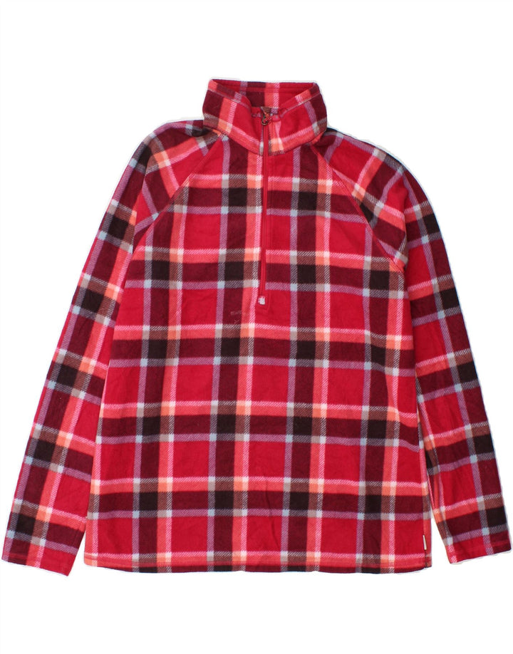 EDDIE BAUER Womens Zip Neck Fleece Jumper UK 16 Large Red Plaid Polyester Vintage Eddie Bauer and Second-Hand Eddie Bauer from Messina Hembry 
