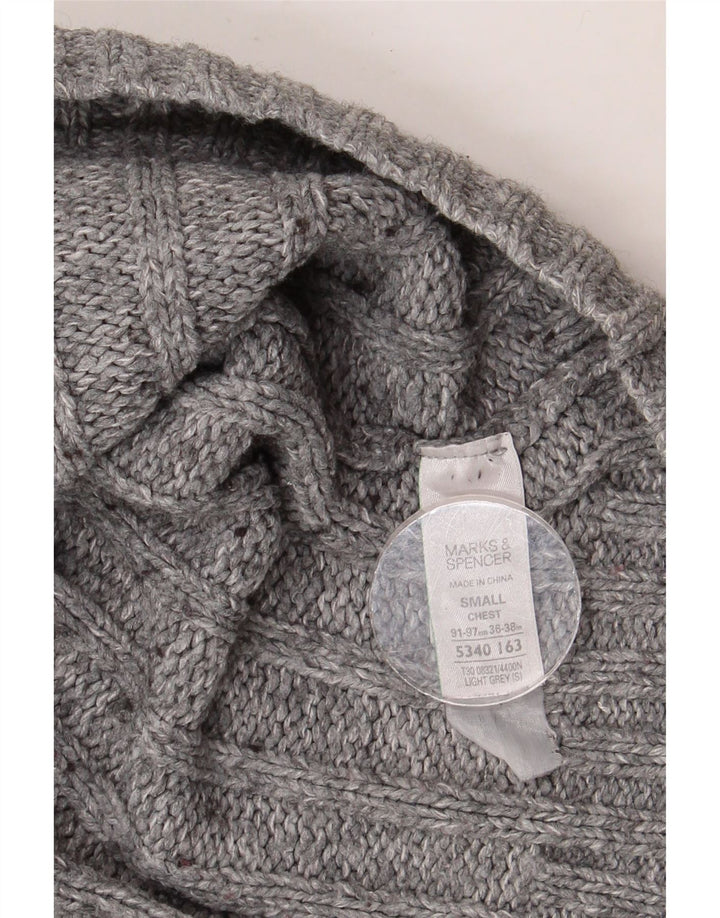 MARKS & SPENCER Pull col zippé homme petit gris acrylique