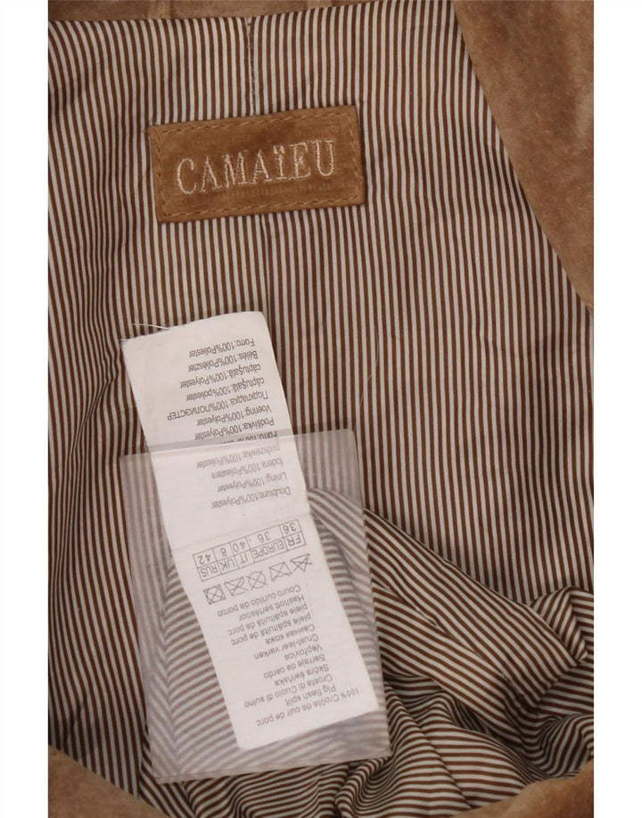 CAMAIEU Veste en daim pour femme UK 8 Petit cuir beige