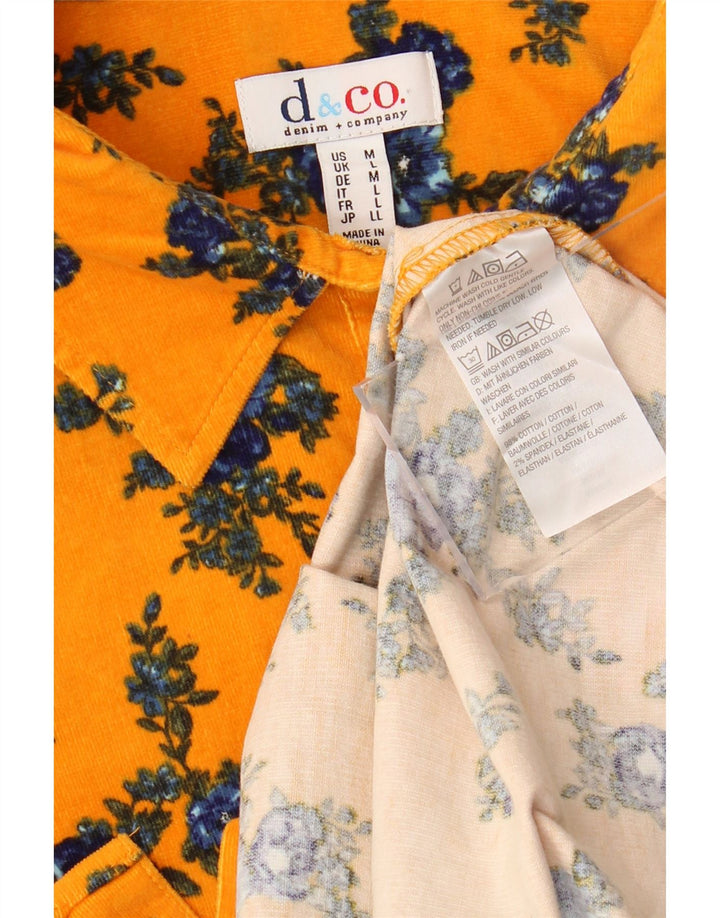 Denim & Co Chemise en velours côtelé pour femme UK 16 Grand coton floral jaune
