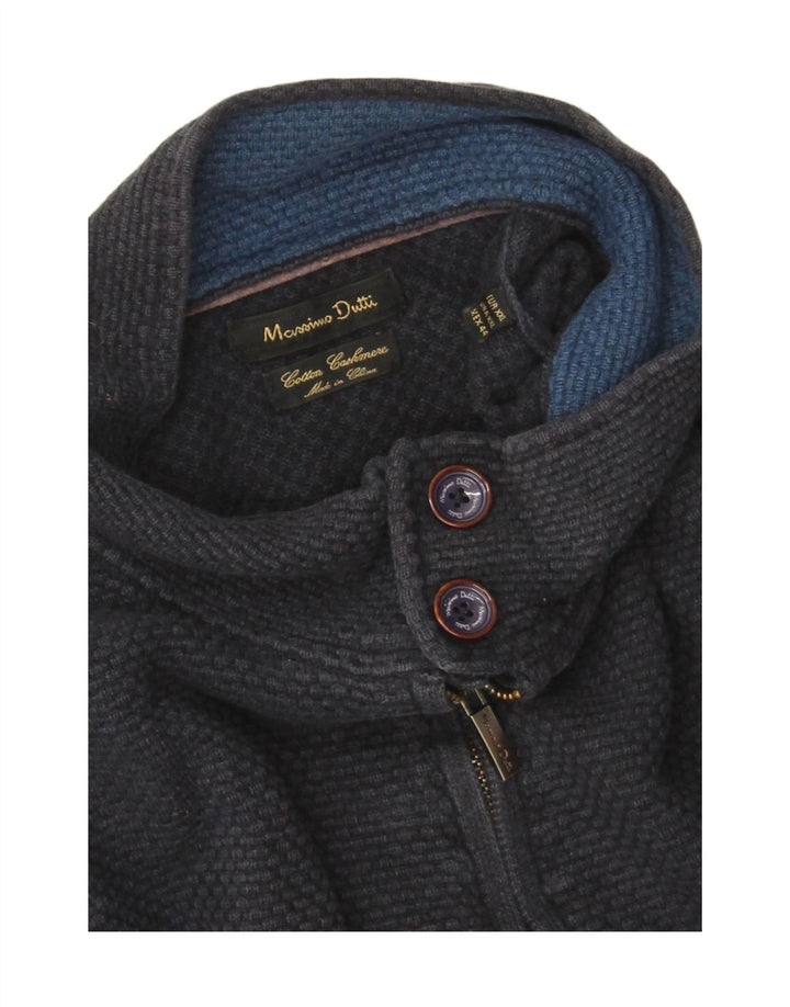 Massimo Dutti Pull col boutonné pour homme en coton bleu marine 2XL