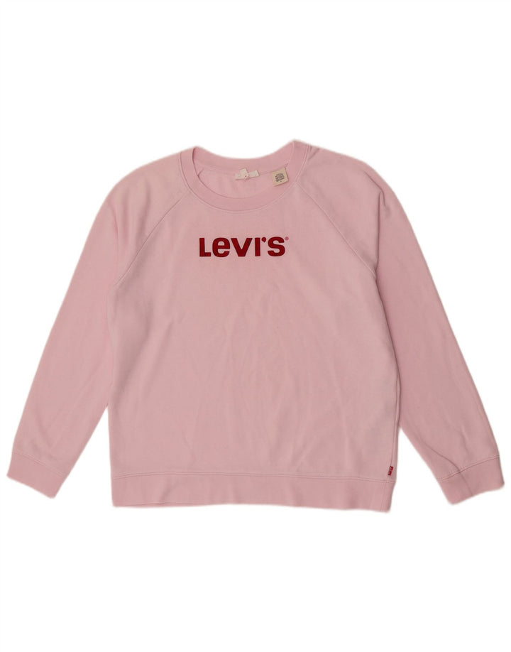 Levi's Sweat-Shirt Graphique Oversize Femme UK 14 Rose Moyen Coton