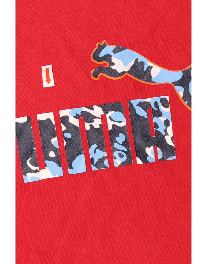 Puma Homme Graphic T-Shirt Top Large Rouge Coton