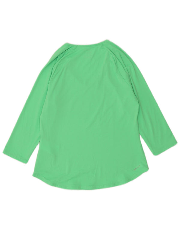 Nike Haut Dri Fit à manches 3/4 pour femme UK 12 Vert moyen Polyester