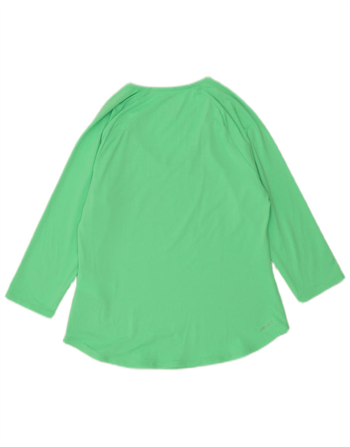 Nike Haut Dri Fit à manches 3/4 pour femme UK 12 Vert moyen Polyester