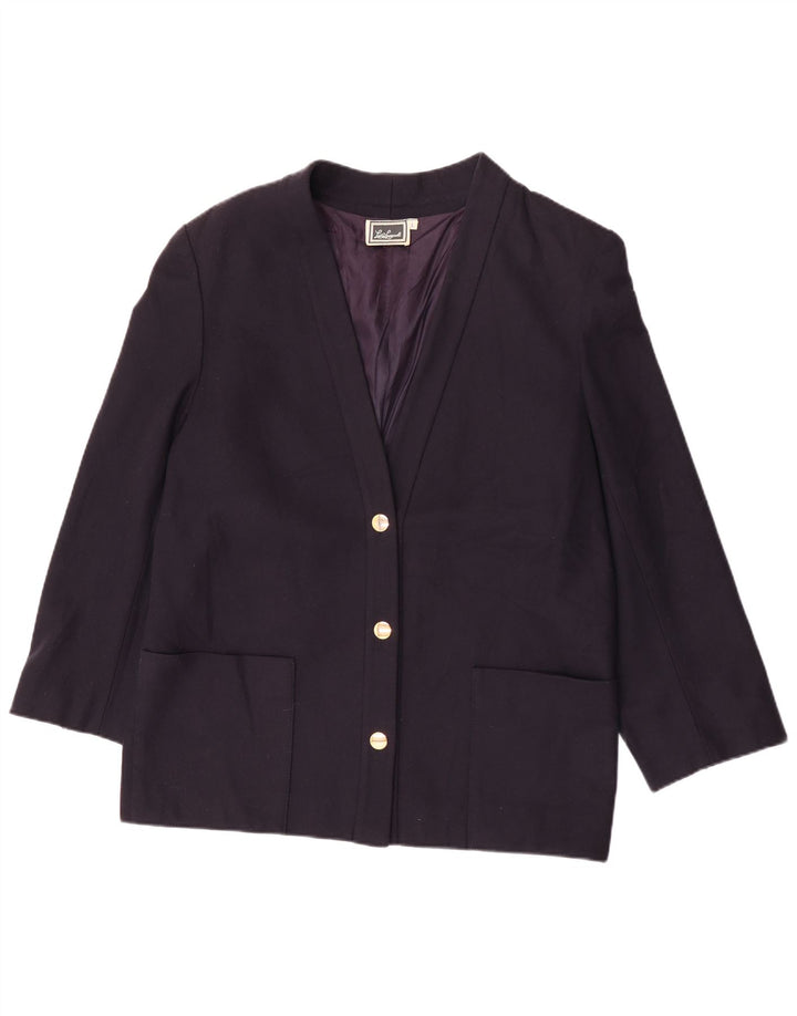 Luisa Spagnoli Veste Blazer 3 Boutons Femme UK 16 Grande Laine Bleu Marine